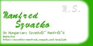 manfred szvatko business card